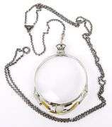 Antique Sterling Pince Nez Lorgnette & Leather Case