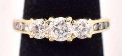 Sparkling 14K Yellow Gold Past, Present, Future Diamond Ring