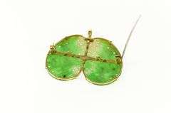 14K Yellow Gold Victorian Carved Floral Swirl Wing Jade Pendant