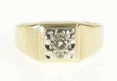 10K Yellow Gold 0.20 Ctw Diamond Squared Men's Wedding Ring