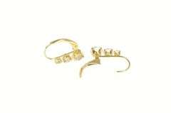 14K Yellow Gold Graduated Cubic Zirconia Dangle Lever Back Earrings