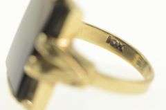 10K Yellow Gold Squared Black Onyx Retro Classic Statement Ring