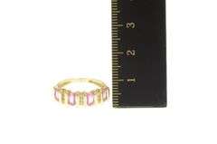 14K Yellow Gold 1.10 Ctw Oval Pink Sapphire Diamond Band Ring