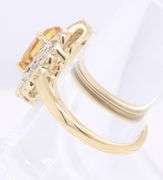 Gorgeous Yellow Gold Oval Yellow Quartz in Diamond Deco Style Setting