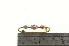 14K Yellow Gold Victorian Amethyst Inset Bar Antique Stick Pin