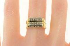 14K Yellow Gold 0.37 Ctw 1950's Diamond Tiered Geometric Ring