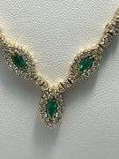 CERTIFIED BRAND NEW 14K GOLD DIAMOND AND EMERALD NECKLACE