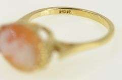 10K Yellow Gold Carved Shell Cameo Ornate Vintage Ring