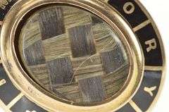 Gold Filled Victorian In Memory Woven Hair Mourning Photo Pin/Brooch