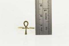 14K Yellow Gold Ankh Ancient Egyptian Life Symbol African Ring