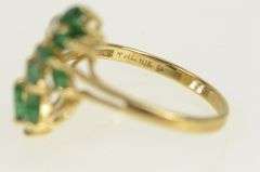 10K Yellow Gold Marquise Emerald Diamond Cluster Ring