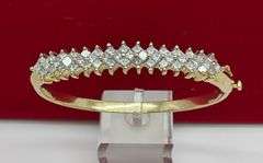 CERTIFIED 14K YELLOW GOLD AND DIAMOND BANGLE BRACELET