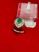 CERTIFIED 14K YELLOW GOLD DIAMOND AND EMERALD RING