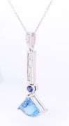 Pleasing White Gold Aquamarine, Sapphire and Diamond Pendant on Chain