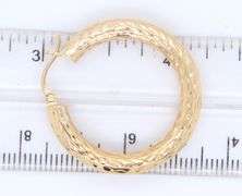 Lovely Yellow Gold Diamond Cut Hoop Earrings