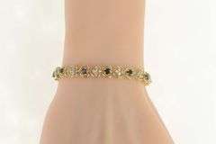 10K Yellow Gold 3.90 Ctw Heart Natural Sapphire Diamond Bracelet