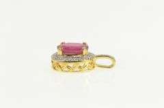18K Yellow Gold 4.76 Ctw Natural Ruby Diamond Halo Designer Pendant