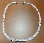 14 Kt White Gold Plate 74 Piece 103.5 Ct Simulated Diamond Necklace