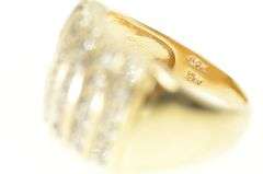 14K Yellow Gold 0.90 Ctw Diamond Striped Domed Statement Ring