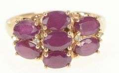 14K Rose Gold 4.06 Ctw Oval Ruby Diamond Cluster Statement Ring