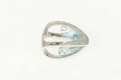 18K White Gold 5.00 Ctw Pave VS Diamond Modernist Blue Glass Ring