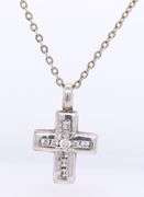 Vintage Sterling Silver Small Crystal Cross Necklace