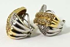 Elegant White and Yellow 14K Diamond Earrings