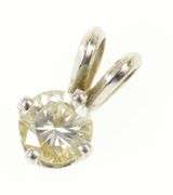 14K White Gold 0.27 Ct Diamond Round Solitaire Classic Pendant