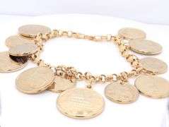 Majestic Yellow Gold Euro Coin Charm Bracelet