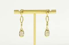 18K Yellow Gold Fibo Smoky Quartz Chain Dangle Statement Earrings