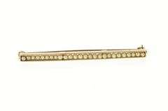 10K Yellow Gold Victorian Seed Pearl Inset Ornate Bar Pin/Brooch
