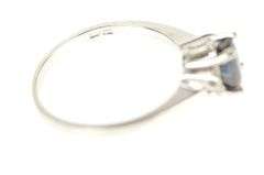 10K White Gold Oval Sapphire Diamond Accent Engagement Ring