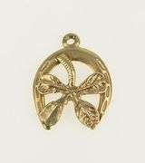 14K Yellow Gold Four Leaf Clover Horse Shoe Lucky Charm/Pendant