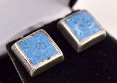 Sterling Silver Turquoise Inlay Stud Earrings
