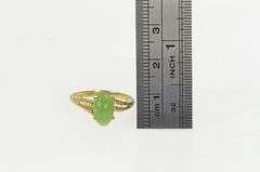 10K Yellow Gold Jadeite Cabochon Vintage Statement Ring