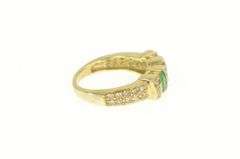10K Yellow Gold 1.64 Ctw Oval Emerald Diamond Squared Ring