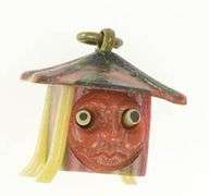 Gold Filled 3D Articulated Eyes Tribal Hut With Face Charm/Pendant