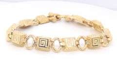 Incredible Square Greek Key Link Station Bracelet in Yellow Gold