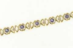 10K Yellow Gold Tanzanite Diamond X Criss Cross Statement Bracelet
