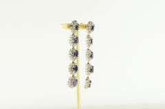 14K White Gold 3.75 Ctw Sapphire Diamond Halo Dangle Earrings