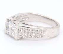 Divine White Gold Princess and Round Cut Diamond Ring