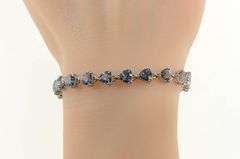 14K White Gold Trillion Syn. Tanzanite Statement Chain Bracelet