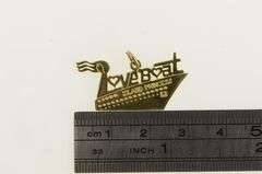 14K Yellow Gold Love Boat Island Princess Cruise Ship Charm/Pendant