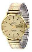 Omega Seamaster Deville Day-Date by Tiffany & Co. 841026 , 34mm, Gold Dial, 14K W/ Box & Dust Bag