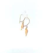 10K Yellow Gold High Relief Striped Heart Love Symbol Dangle Earrings