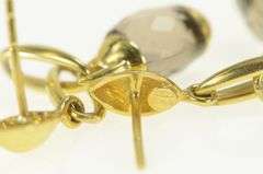 18K Yellow Gold Fibo Smoky Quartz Chain Dangle Statement Earrings