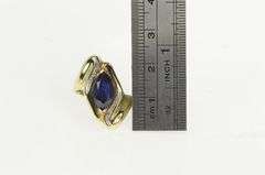 10K Yellow Gold Marquise Syn. Sapphire Diamond Bypass Ring