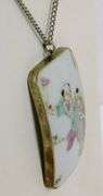 Antique Chinese Porcelain Pendant with Chain