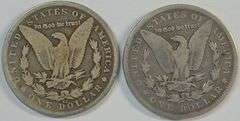 Pair of nicer scarce 1890-CC Morgan Silver Dollars. Nice circs