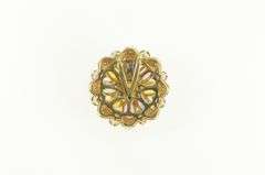 14K Yellow Gold Round Natural Sapphire Diamond Flower Cluster Pendant